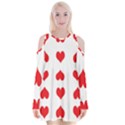 Heart Red Love Valentines Day Velvet Long Sleeve Shoulder Cutout Dress View1