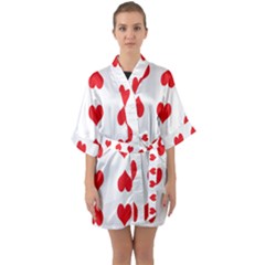 Heart Red Love Valentines Day Quarter Sleeve Kimono Robe by Bajindul