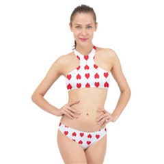 Heart Red Love Valentines Day High Neck Bikini Set by Bajindul