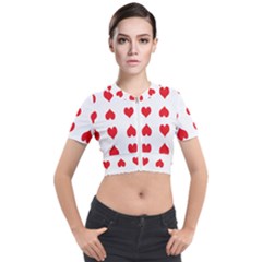 Heart Red Love Valentines Day Short Sleeve Cropped Jacket by Bajindul