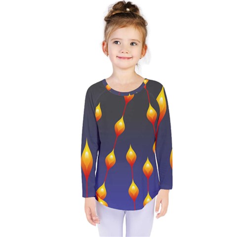 Flower Buds Floral Night Kids  Long Sleeve Tee by Bajindul