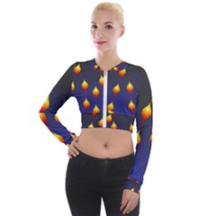 Flower Buds Floral Night Long Sleeve Cropped Velvet Jacket by Bajindul