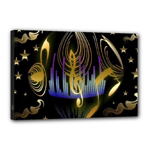 Background Level Clef Note Music Canvas 18  X 12  (stretched) by Bajindul