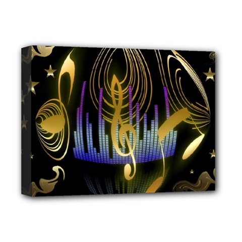 Background Level Clef Note Music Deluxe Canvas 16  X 12  (stretched)  by Bajindul