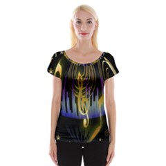 Background Level Clef Note Music Cap Sleeve Top by Bajindul