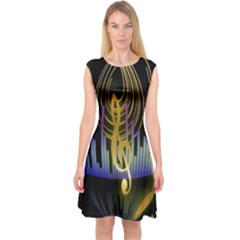 Background Level Clef Note Music Capsleeve Midi Dress