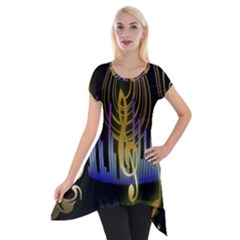 Background Level Clef Note Music Short Sleeve Side Drop Tunic by Bajindul