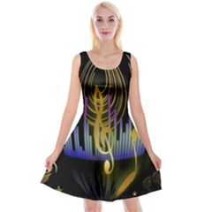 Background Level Clef Note Music Reversible Velvet Sleeveless Dress by Bajindul