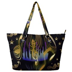 Background Level Clef Note Music Full Print Shoulder Bag by Bajindul