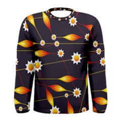 Flower Buds Floral Background Men s Long Sleeve Tee by Bajindul