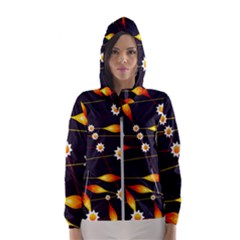 Flower Buds Floral Background Women s Hooded Windbreaker by Bajindul