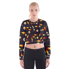 Flower Buds Floral Background Cropped Sweatshirt by Bajindul