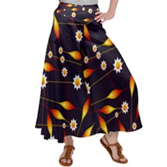 Flower Buds Floral Background Satin Palazzo Pants by Bajindul