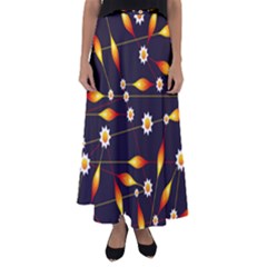 Flower Buds Floral Background Flared Maxi Skirt by Bajindul