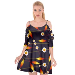 Flower Buds Floral Background Cutout Spaghetti Strap Chiffon Dress by Bajindul