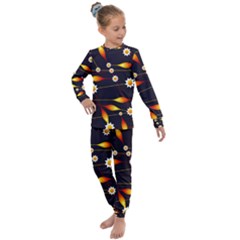 Flower Buds Floral Background Kids  Long Sleeve Set 