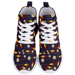 Flower Buds Floral Background Women s Lightweight High Top Sneakers by Bajindul