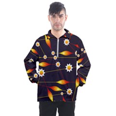 Flower Buds Floral Background Men s Half Zip Pullover by Bajindul