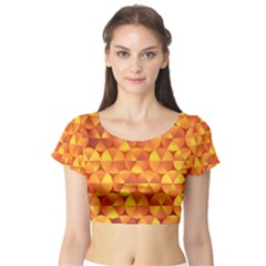 Background Triangle Circle Abstract Short Sleeve Crop Top by Bajindul