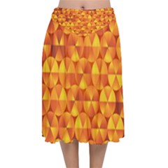 Background Triangle Circle Abstract Velvet Flared Midi Skirt by Bajindul