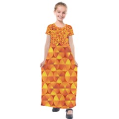 Background Triangle Circle Abstract Kids  Short Sleeve Maxi Dress by Bajindul