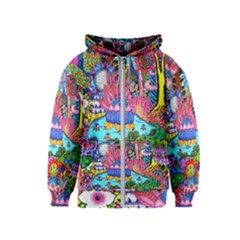 Pond Abstract  Kids  Zipper Hoodie by okhismakingart