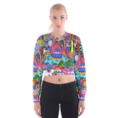 Pond Abstract  Cropped Sweatshirt by okhismakingart