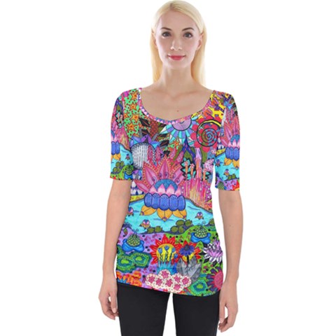 Pond Abstract  Wide Neckline Tee by okhismakingart