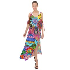 Pond Abstract  Maxi Chiffon Cover Up Dress by okhismakingart