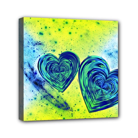 Heart Emotions Love Blue Mini Canvas 6  X 6  (stretched) by Bajindul