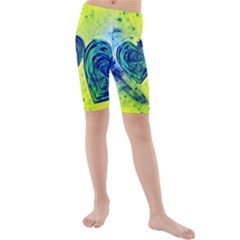 Heart Emotions Love Blue Kids  Mid Length Swim Shorts by Bajindul