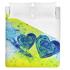 Heart Emotions Love Blue Duvet Cover (queen Size) by Bajindul