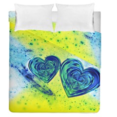 Heart Emotions Love Blue Duvet Cover Double Side (queen Size) by Bajindul