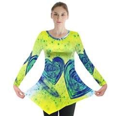 Heart Emotions Love Blue Long Sleeve Tunic 