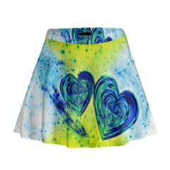 Heart Emotions Love Blue Mini Flare Skirt by Bajindul