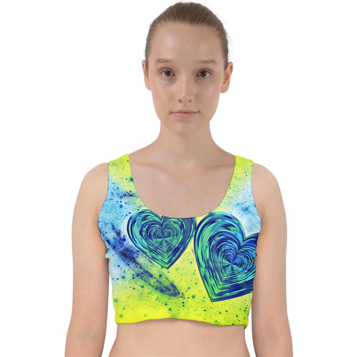 Heart Emotions Love Blue Velvet Racer Back Crop Top