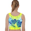 Heart Emotions Love Blue Velvet Racer Back Crop Top View2