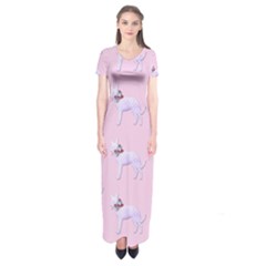 Dogs Pets Animation Animal Cute Short Sleeve Maxi Dress by Bajindul