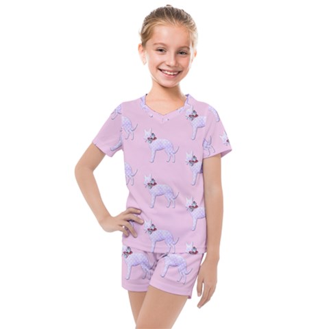 Dogs Pets Animation Animal Cute Kids  Mesh Tee And Shorts Set by Bajindul