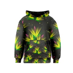 Floral Abstract Lines Kids  Pullover Hoodie by Bajindul