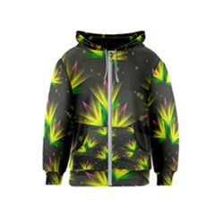 Floral Abstract Lines Kids  Zipper Hoodie by Bajindul