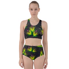 Floral Abstract Lines Racer Back Bikini Set by Bajindul