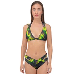 Floral Abstract Lines Double Strap Halter Bikini Set by Bajindul