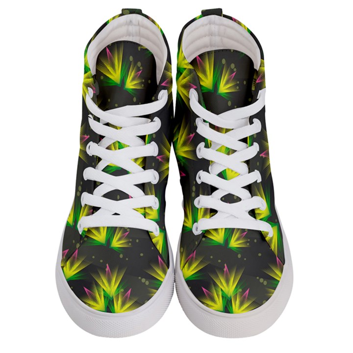 Floral Abstract Lines Women s Hi-Top Skate Sneakers