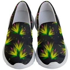 Floral Abstract Lines Kids  Lightweight Slip Ons by Bajindul