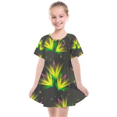 Floral Abstract Lines Kids  Smock Dress by Bajindul