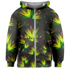 Floral Abstract Lines Kids  Zipper Hoodie Without Drawstring by Bajindul