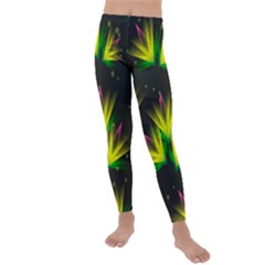 Floral Abstract Lines Kids  Lightweight Velour Leggings by Bajindul