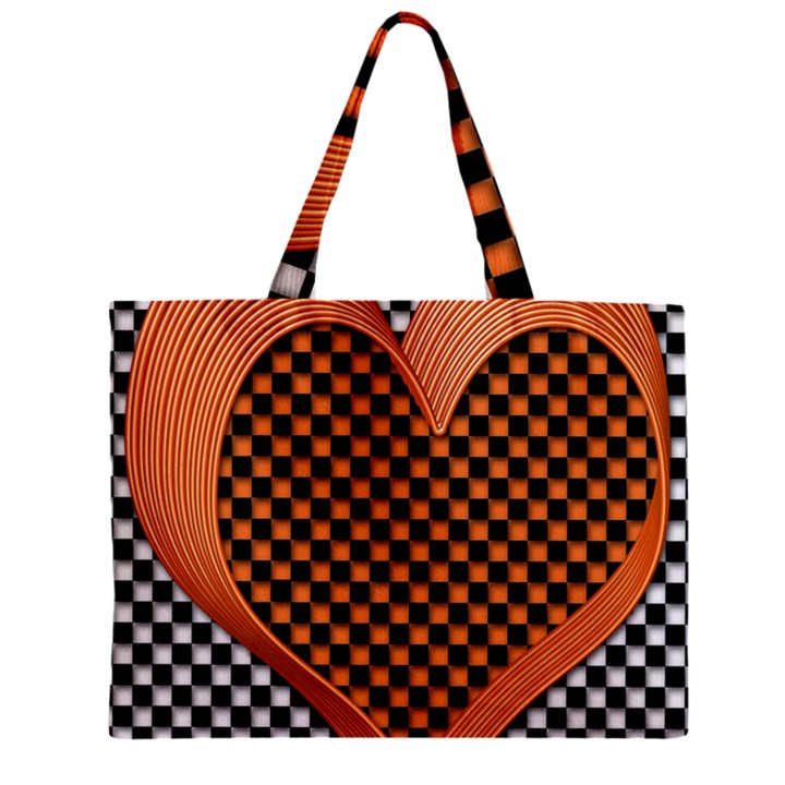 Heart Chess Board Checkerboard Zipper Mini Tote Bag