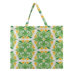 Green Pattern Retro Wallpaper Zipper Large Tote Bag by Bajindul